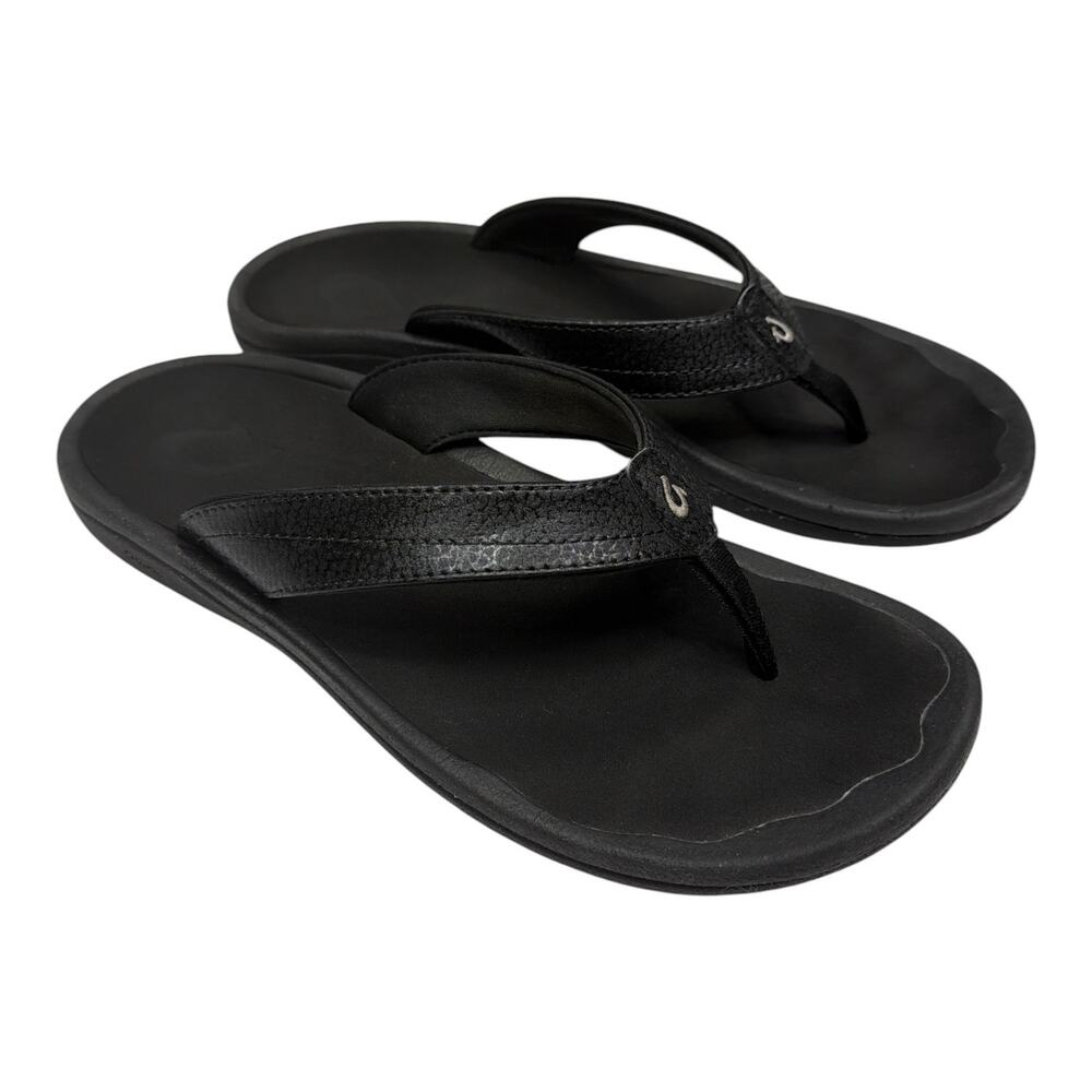 Olukai Ohana Womens Black Flip Flop Sandals Size 8?